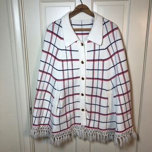 Vintage Window Pane Check Knit Cape